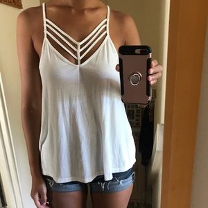 Express White Cage Tank Top
